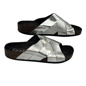 Circus By Sam Edelman Allison Silver Strappy Slide Sandals Womens Size 7